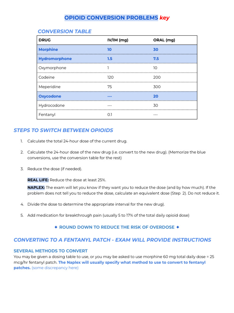 Opioid Conversion Guide and Problems | PDF | Fentanyl | Opioid