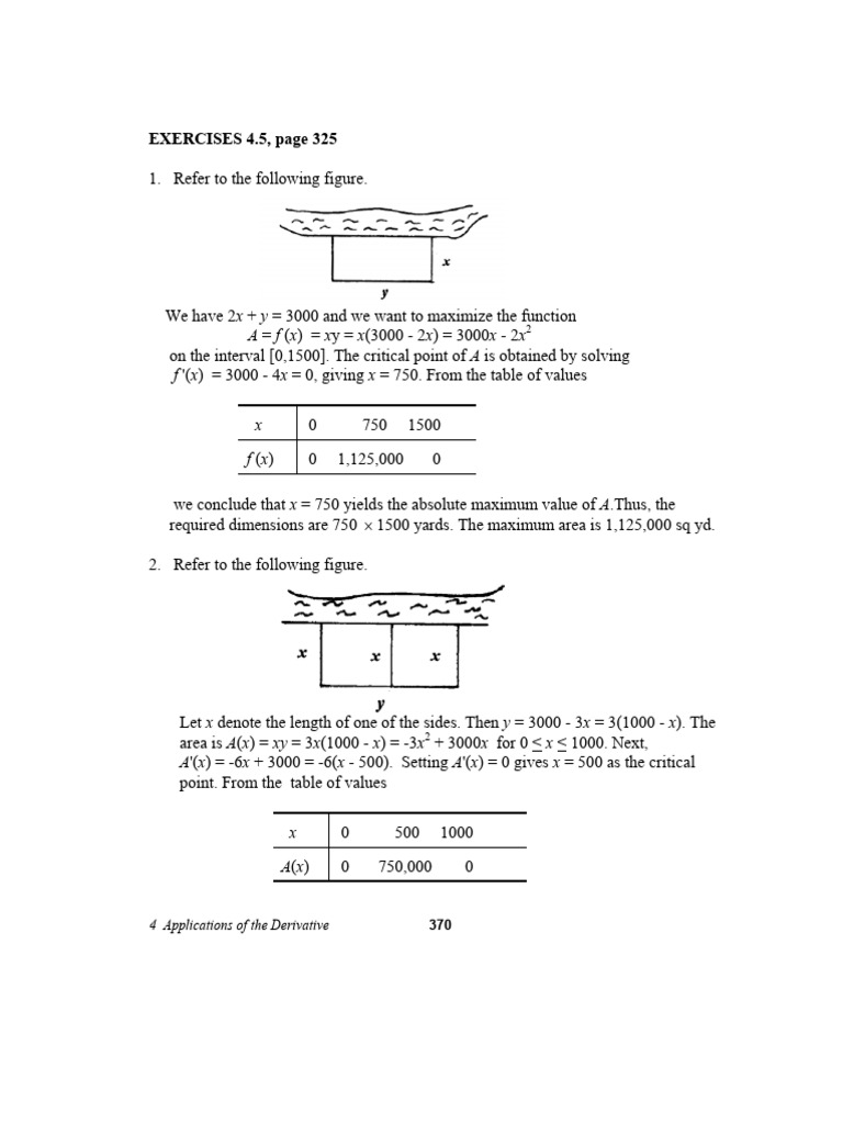 Optimization Problems in Calculus | PDF | Length | Area