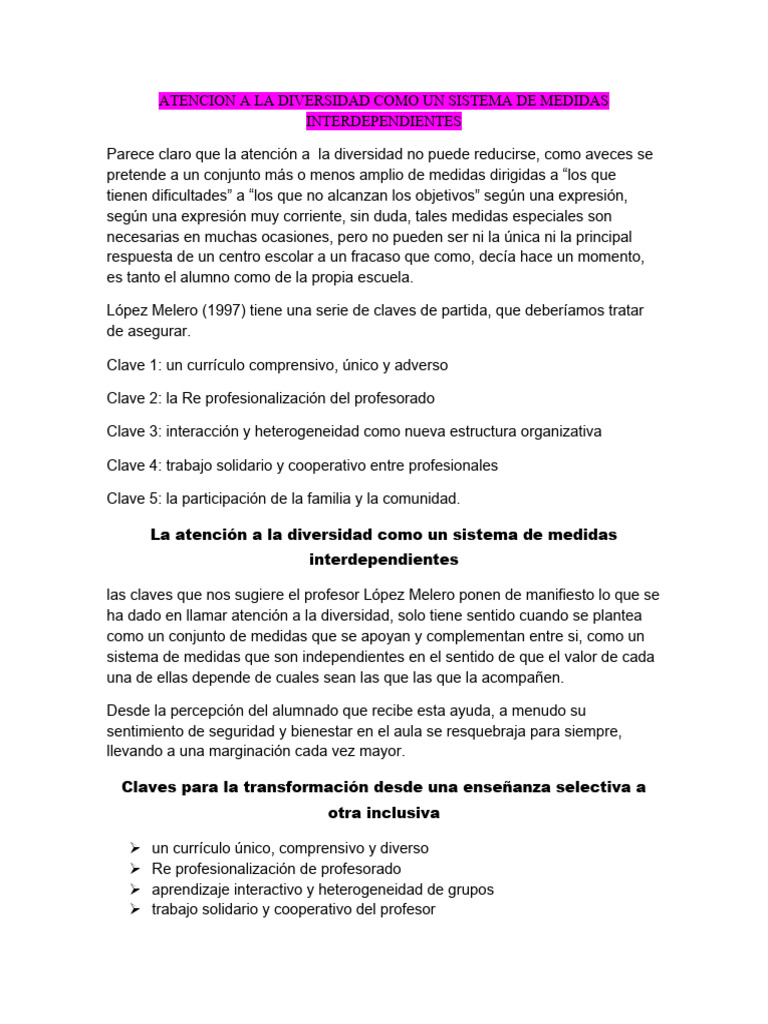 Atención a la Diversidad Educativa Integral | PDF | Plan de estudios ...