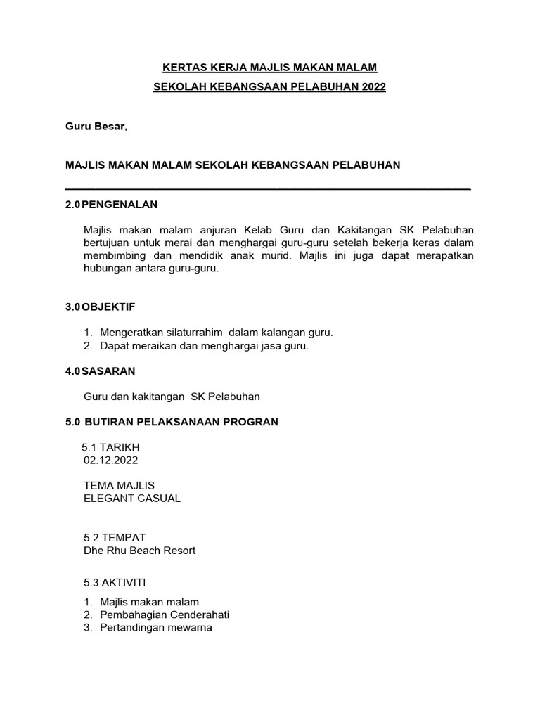 Kertas Kerj Annual Dinner | PDF