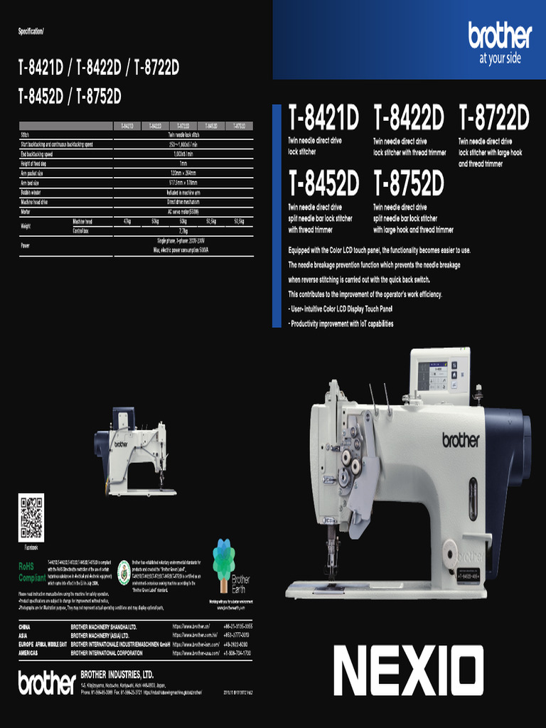 BROTHER CATA 12-2019 T8421D T8422D T8452D T8722 T8752D 10-2019 - en | PDF