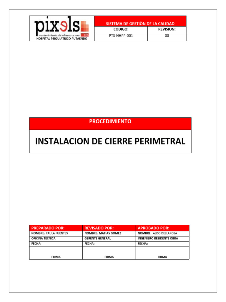 Procedimiento de Cierre Perimetral Hospital Putaendo | PDF | Sistema de ...