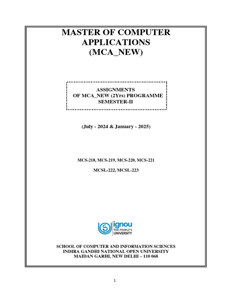MCA Assignments for 2024-25 Semester II | PDF | Data Warehouse ...