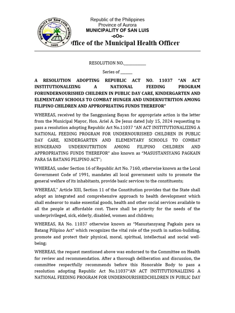 Ra 11037 pdf malnutrition child care