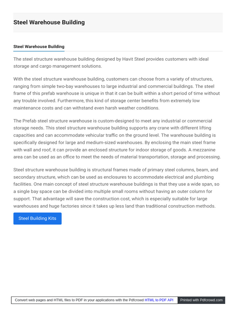 Steel Structure Warehouse Solutions | PDF | Warehouse | Roof