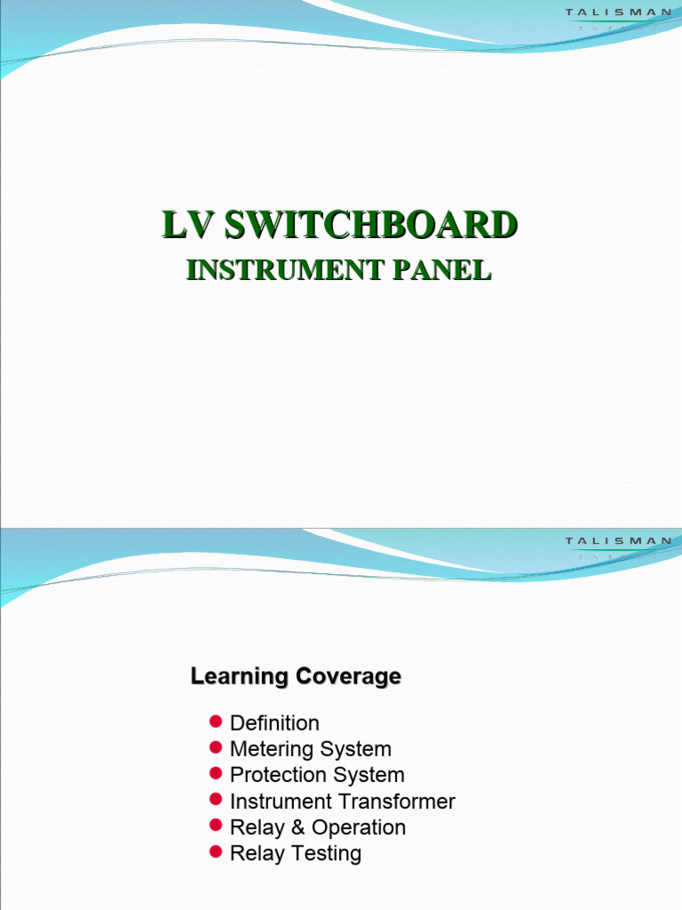 LV Switchboard Metering & Protection Guide | PDF | Relay | Electrical ...