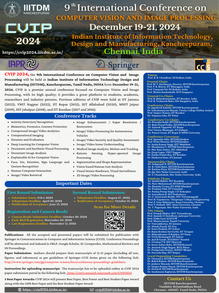 CVIP 2024: Conference Tracks Overview | PDF