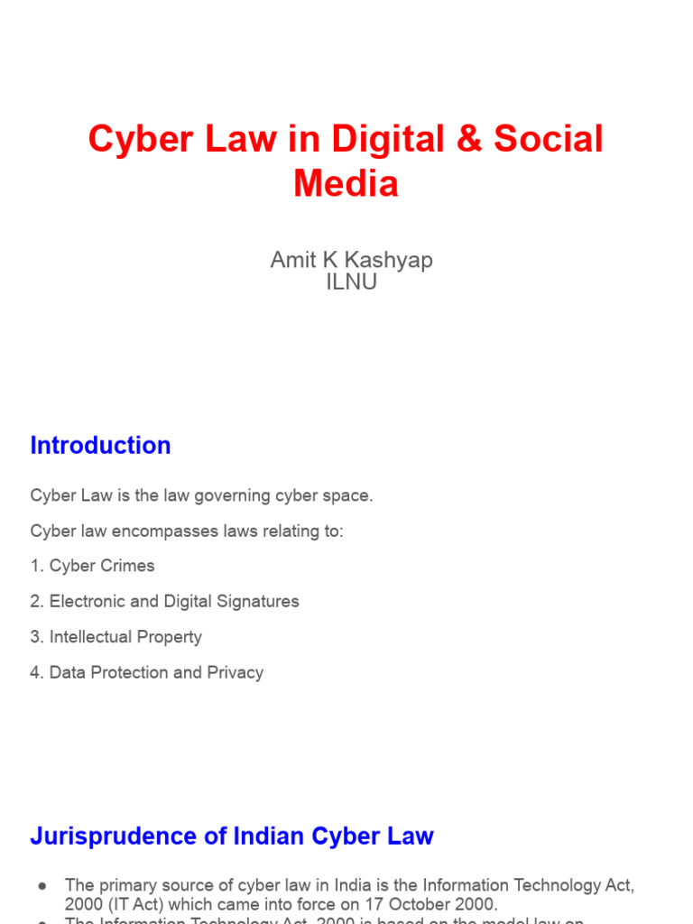 Cyber Law in Digital & Social Media | PDF | Cybercrime | Regulatory ...
