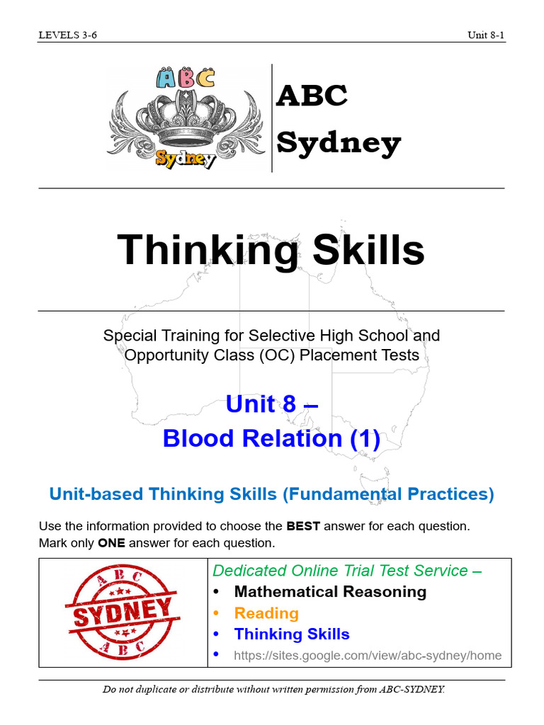 ABC SYDNEY STT Thinking Skills Unit 008 1 Q&A | PDF