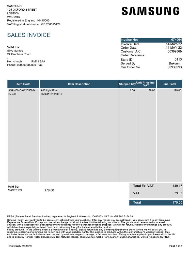 Sales Invoice - 674004 2 | PDF | Value Added Tax