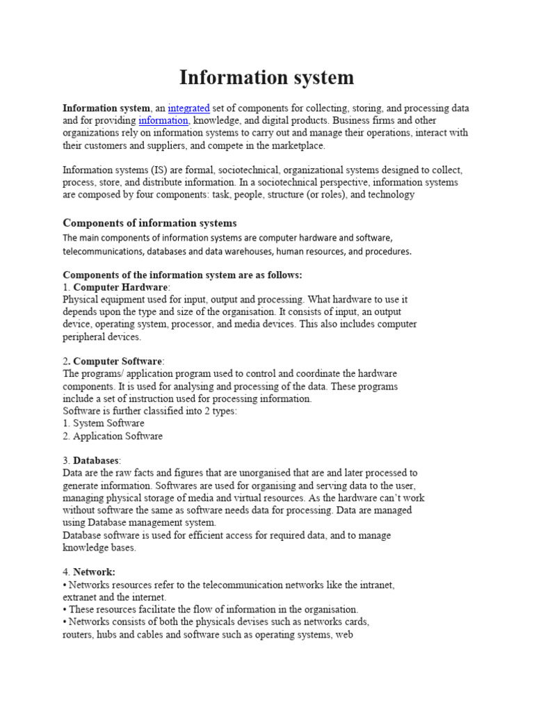 Overview of Information Systems Components | PDF | Information System ...