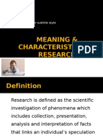 CH 1 - Meaning &amp Characteristics of Research