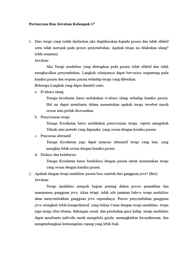Kelompok 17 Terapi Modalitas | PDF