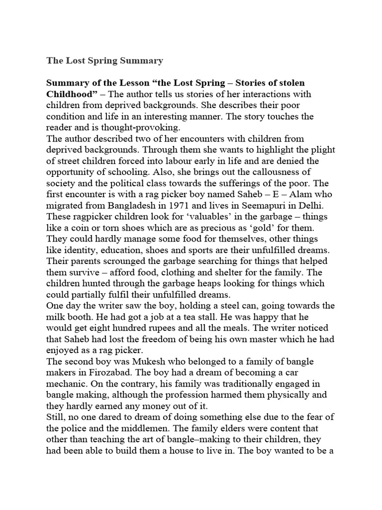 Lost Spring: Childhoods Stolen | PDF | Language Arts & Discipline