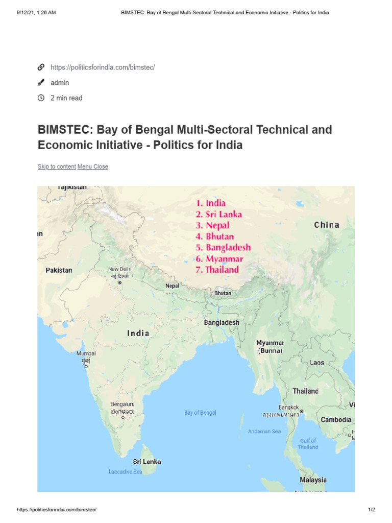 BIMSTEC - Bay of Bengal Multi-Sectoral Technical and Economic ...