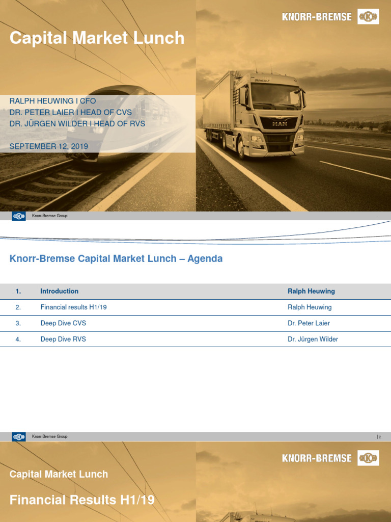Knorr-Bremse H1/19 Financial Overview | PDF | Anti Lock Braking System ...