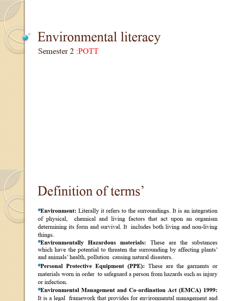 Environmental Literacy TT Notes | PDF | Waste | Water Pollution