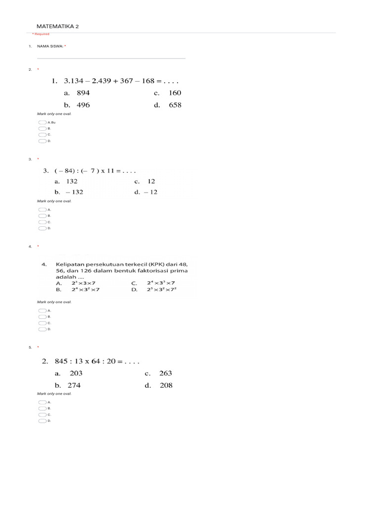 Latihan Soal Matematika Online | PDF