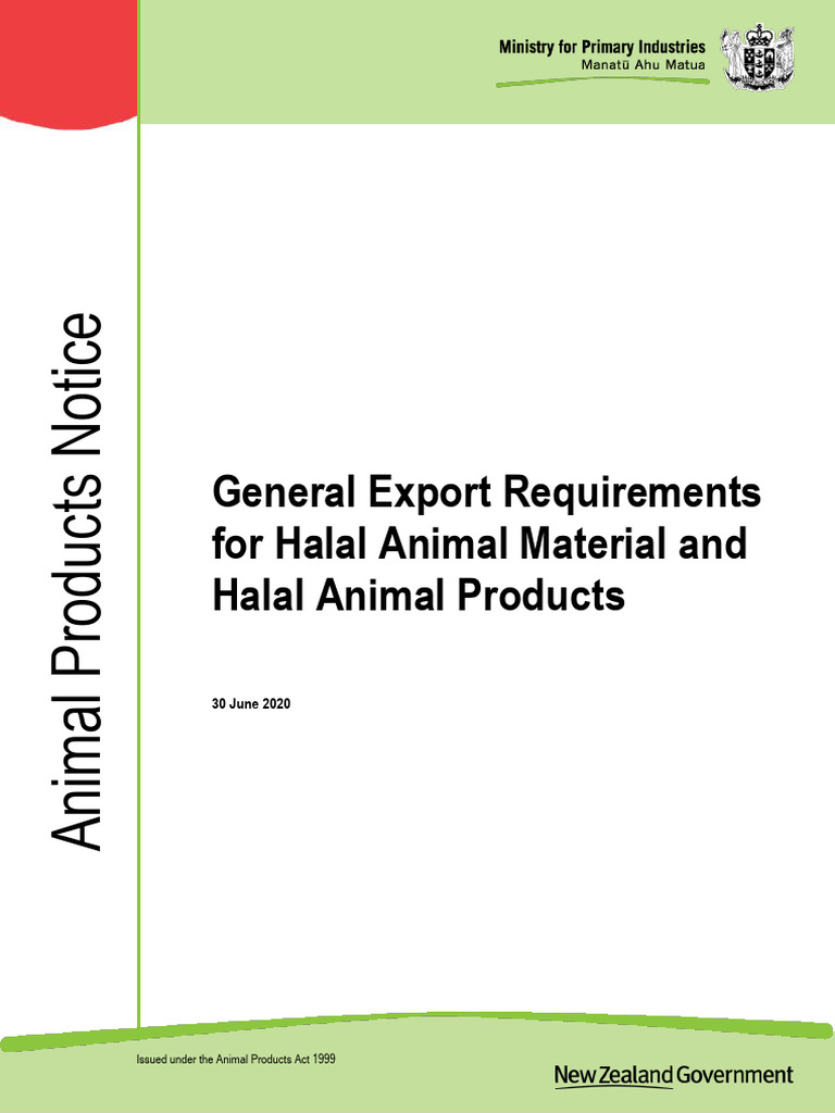 Animal Products Notice General Export Requirements For Halal Animal ...