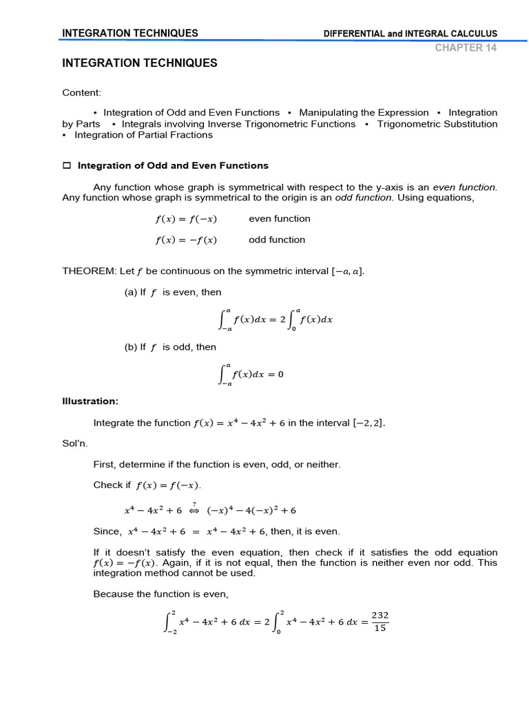 14 Integration Techniques | PDF | Integral | Function (Mathematics)