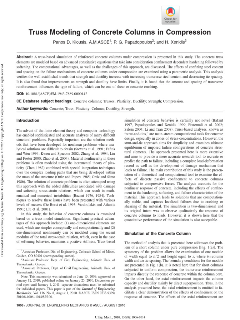 Truss Modeling of Concrete | PDF | Stress (Mechanics) | Strength Of ...