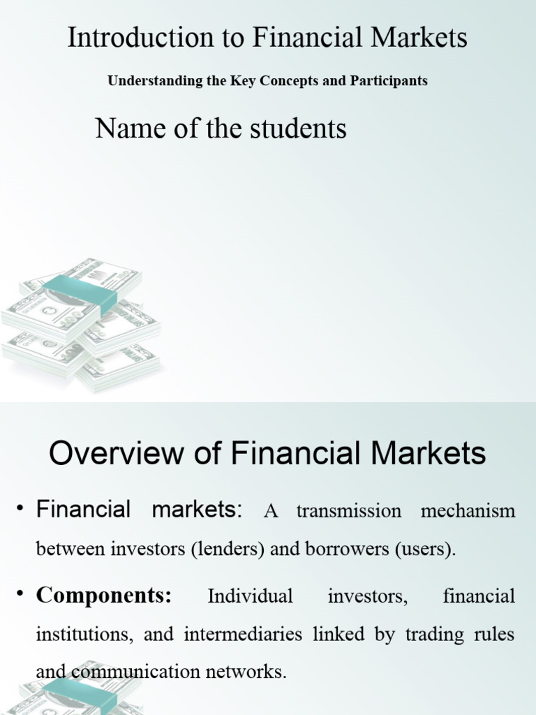 Overview of Financial Markets Functions | PDF | Financial Markets ...