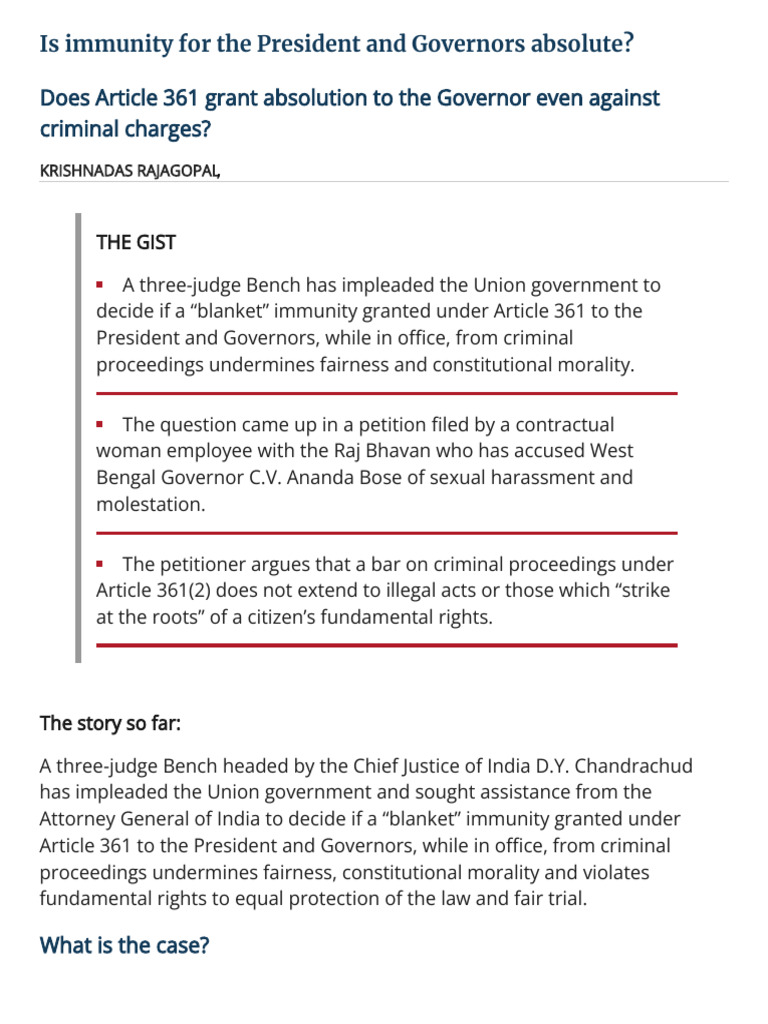 Examining Presidential Immunity Limits | PDF | Sovereign Immunity ...