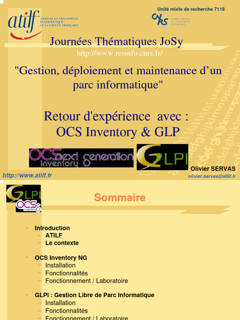 Gestion et Maintenance Informatique avec OCS | PDF | Serveur ...