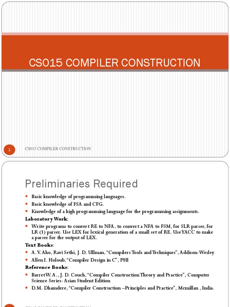 Compiler Construction Course | PDF | Parsing | Compiler