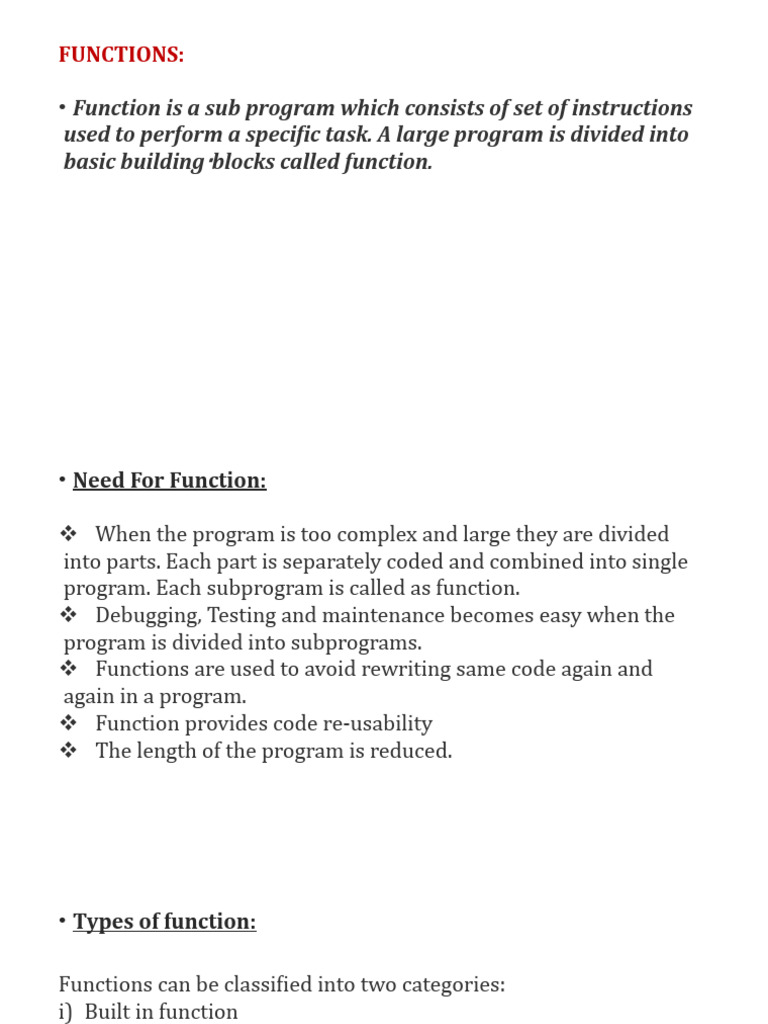 Functions | PDF | Parameter (Computer Programming) | Scope (Computer ...
