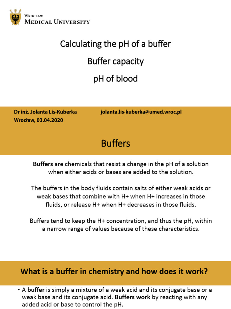 Calculating The PH of A Buffer | PDF | Buffer Solution | Physiology