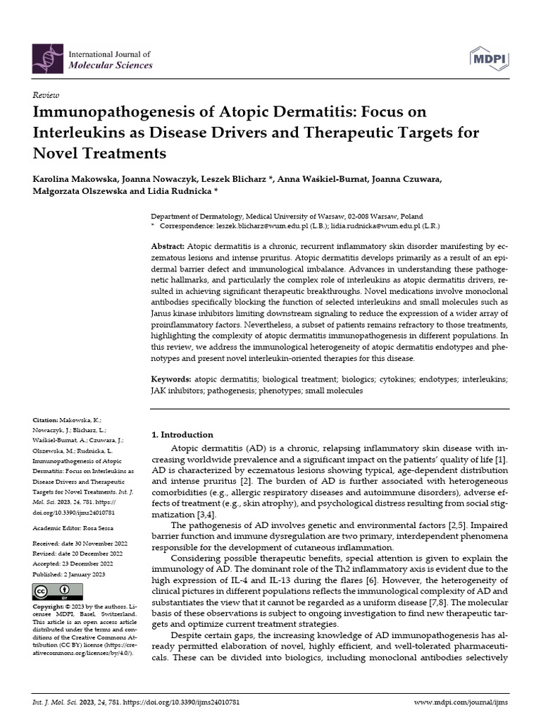 Immunopathogenesis of atopic dermatitis focus on i 1 download free