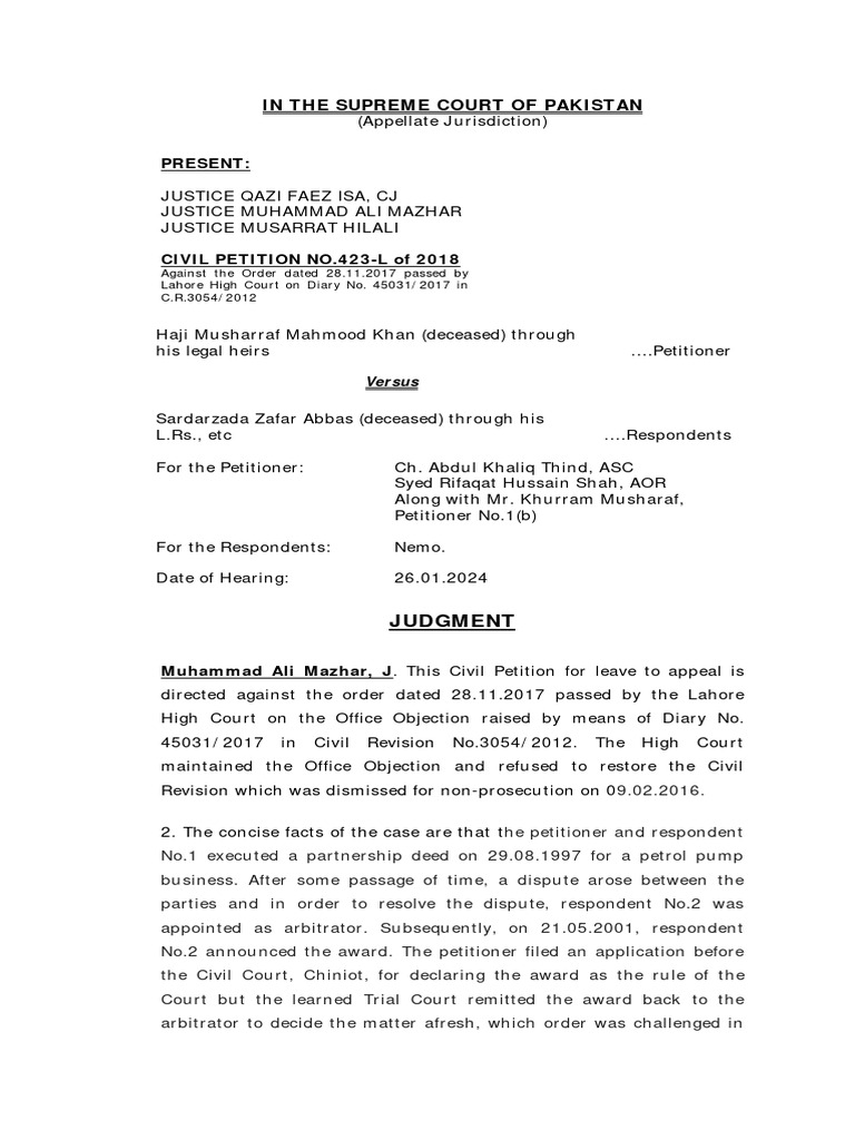 Supreme Court Ruling on Civil Petition 423-L | PDF | Appeal | Jurisdiction