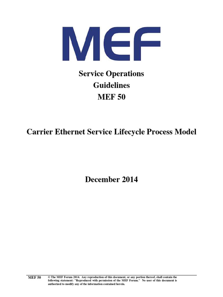 Service Operations Guidelines MEF 50 | PDF | Life Cycle Assessment ...