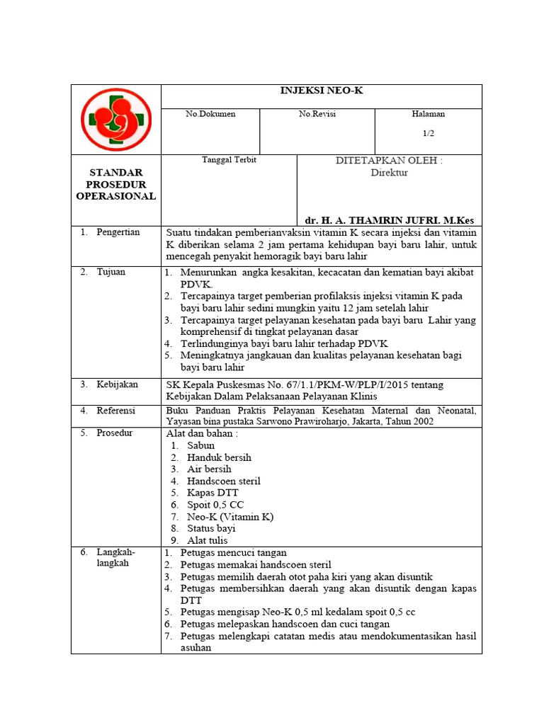 Injeksi Neo-K untuk Bayi Baru Lahir | PDF