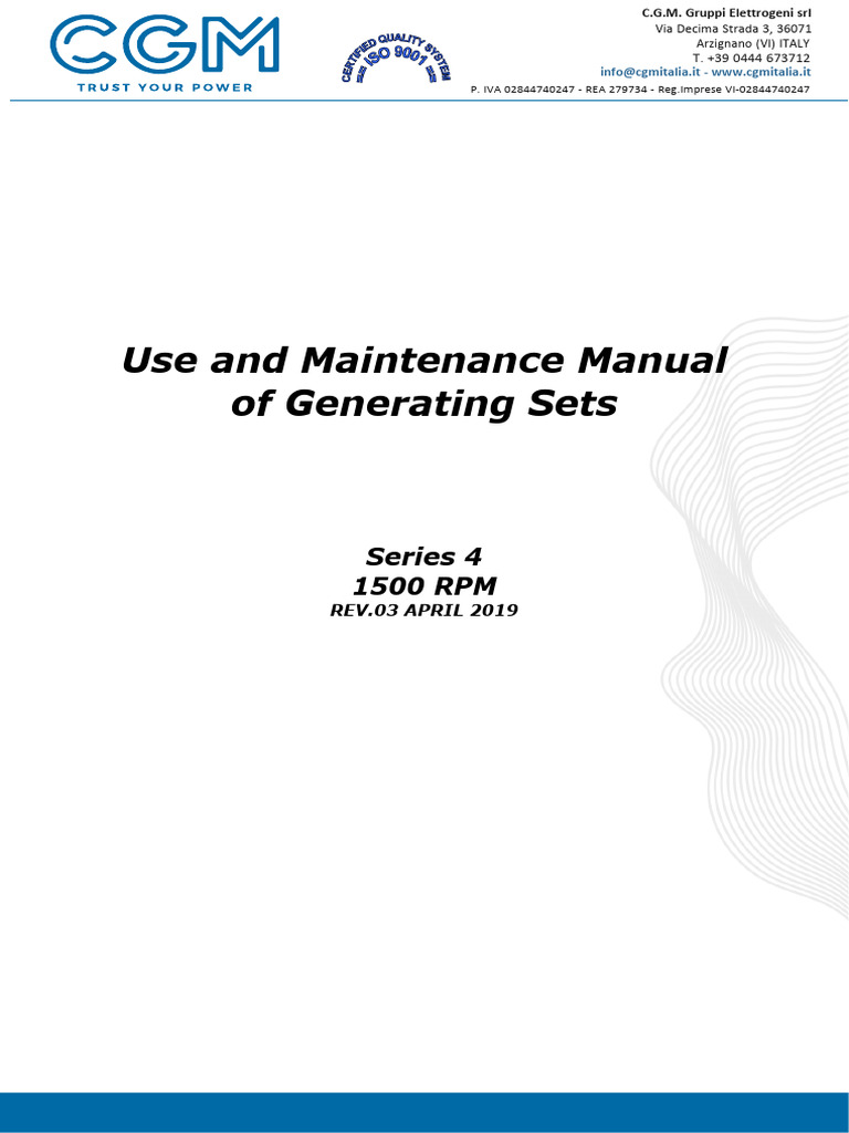 CGM Generating Sets Use & Maintenance Manual | PDF | Electromagnetic ...