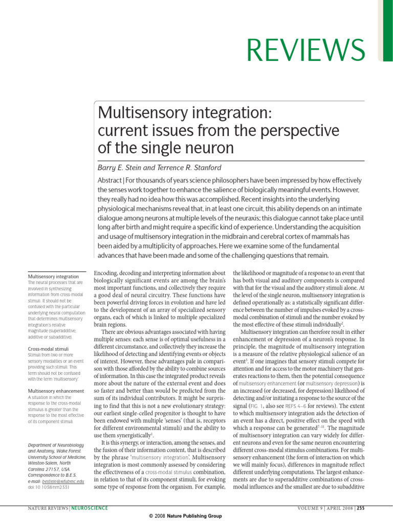 Multisensory Integration Insights 2008 | PDF | Senses | Perception