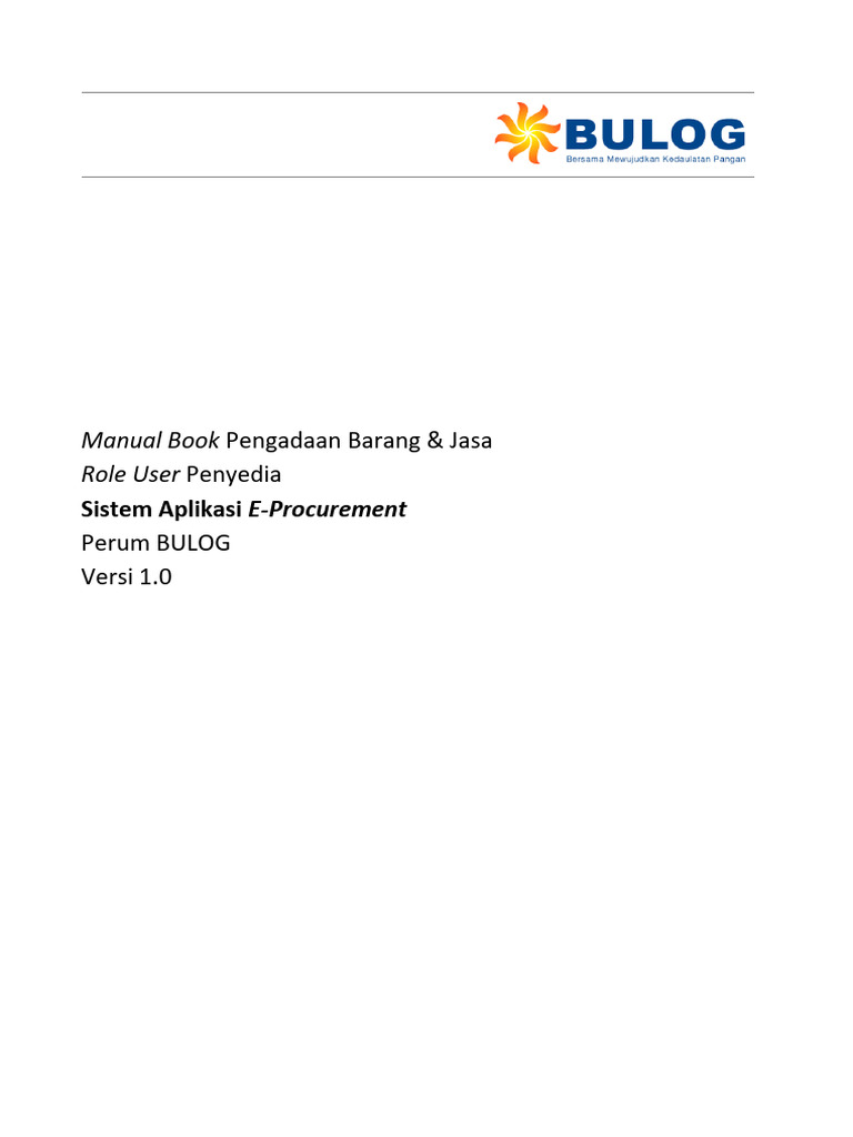 Manual E-Procurement Perum BULOG | PDF