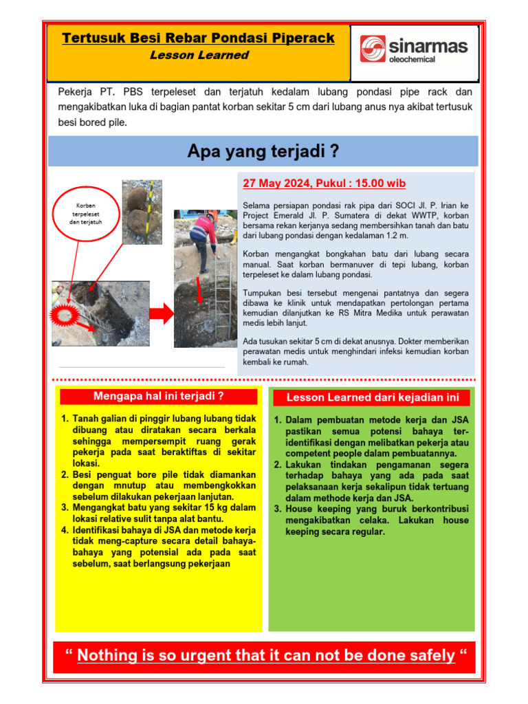 Lesson Learned: Kecelakaan Kerja Besi Rebar | PDF