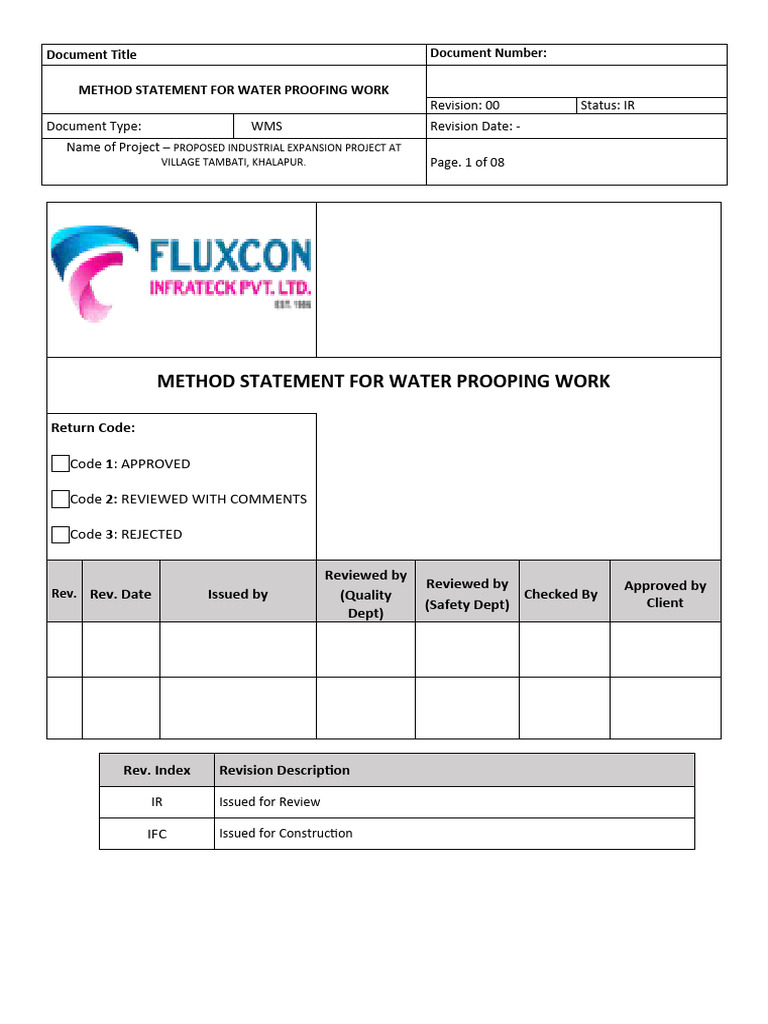 Method Statement for Waterproofing Work | PDF | Personal Protective ...