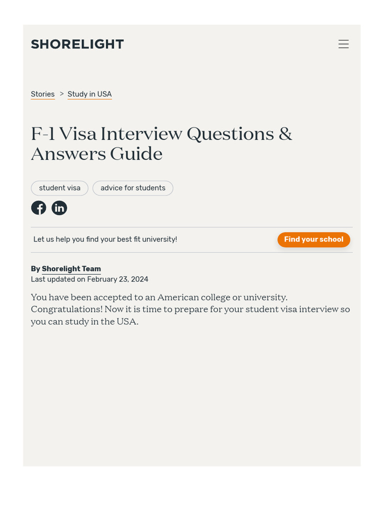 F-1 Visa Interview Prep Guide for Students | PDF | Travel Visa ...