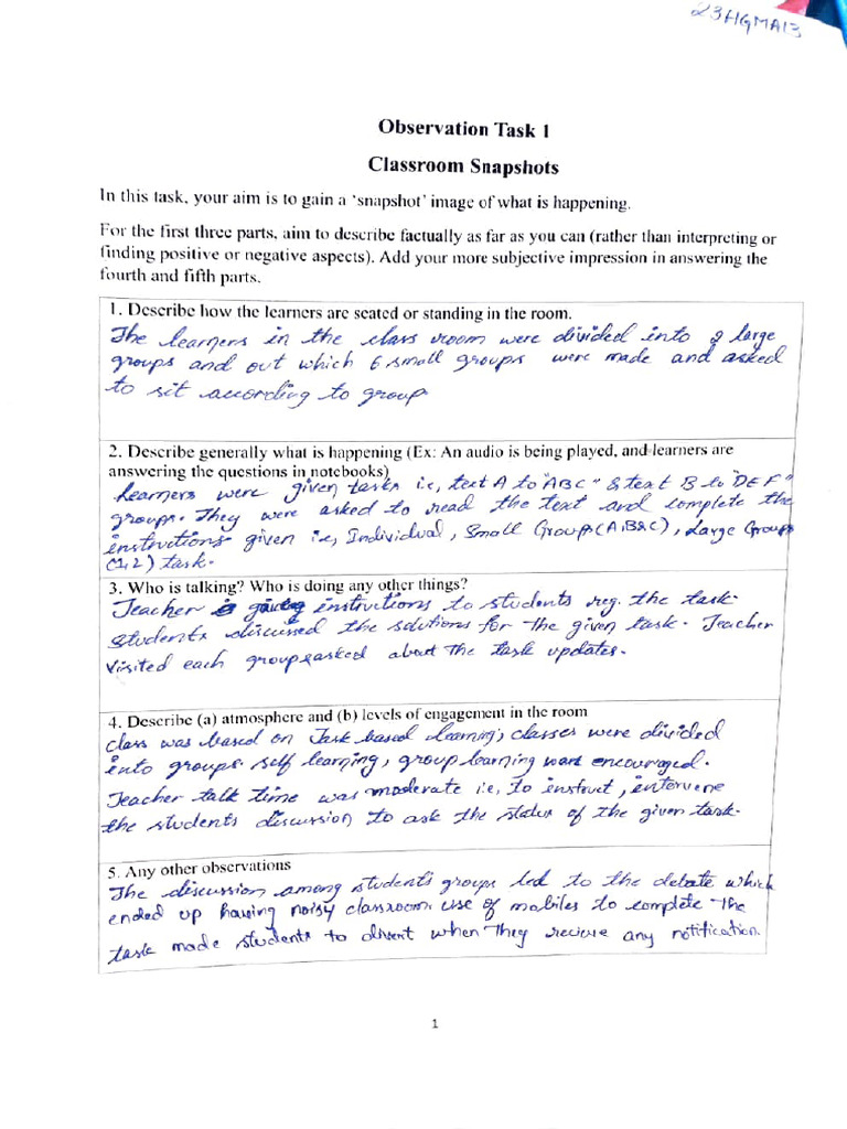 Cis Observation | PDF | Learning | Behavior Modification