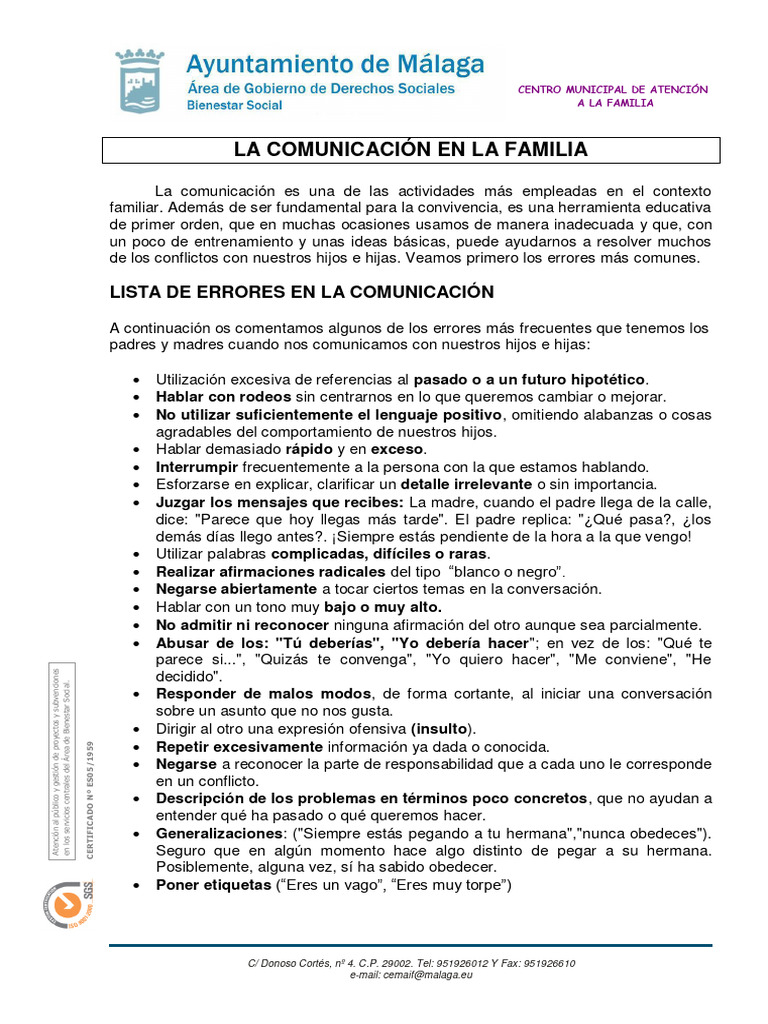 La Comunicación en La Familia | PDF | Comunicación