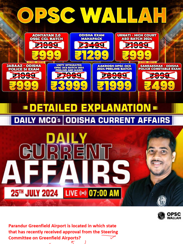 25th July 2024 - Daily Current Affairs | PDF | Bharatiya Janata Party