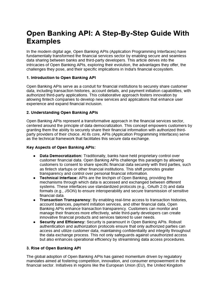 Open Banking API - A Step-By-Step Guide With Examples | PDF | Computer ...