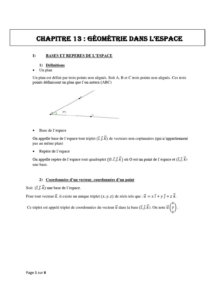 Produit vectoriel et géométrie 3D | PDF | Base (algèbre linéaire ...