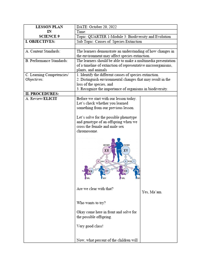 Biodiversity and Species Extinction Lesson | PDF | Biodiversity | Learning