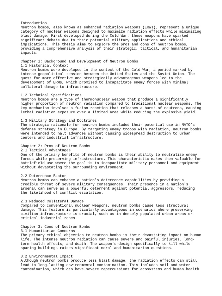 Neutron Bomb Pdf Nuclear Weapons International Security