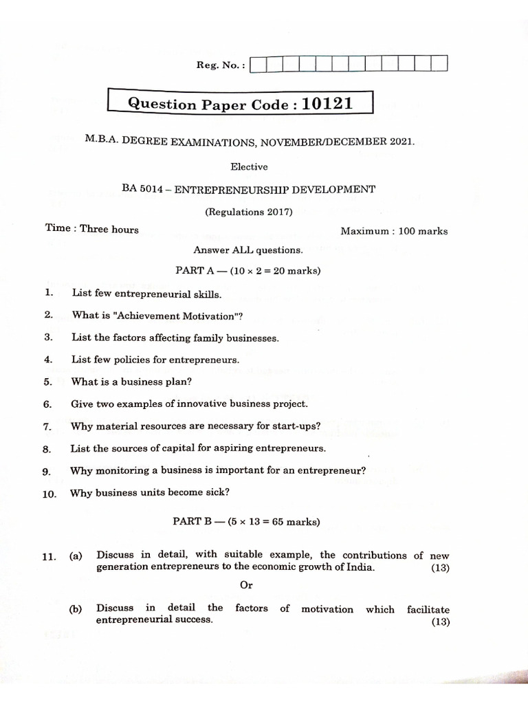 ED Previous Question Paper | PDF