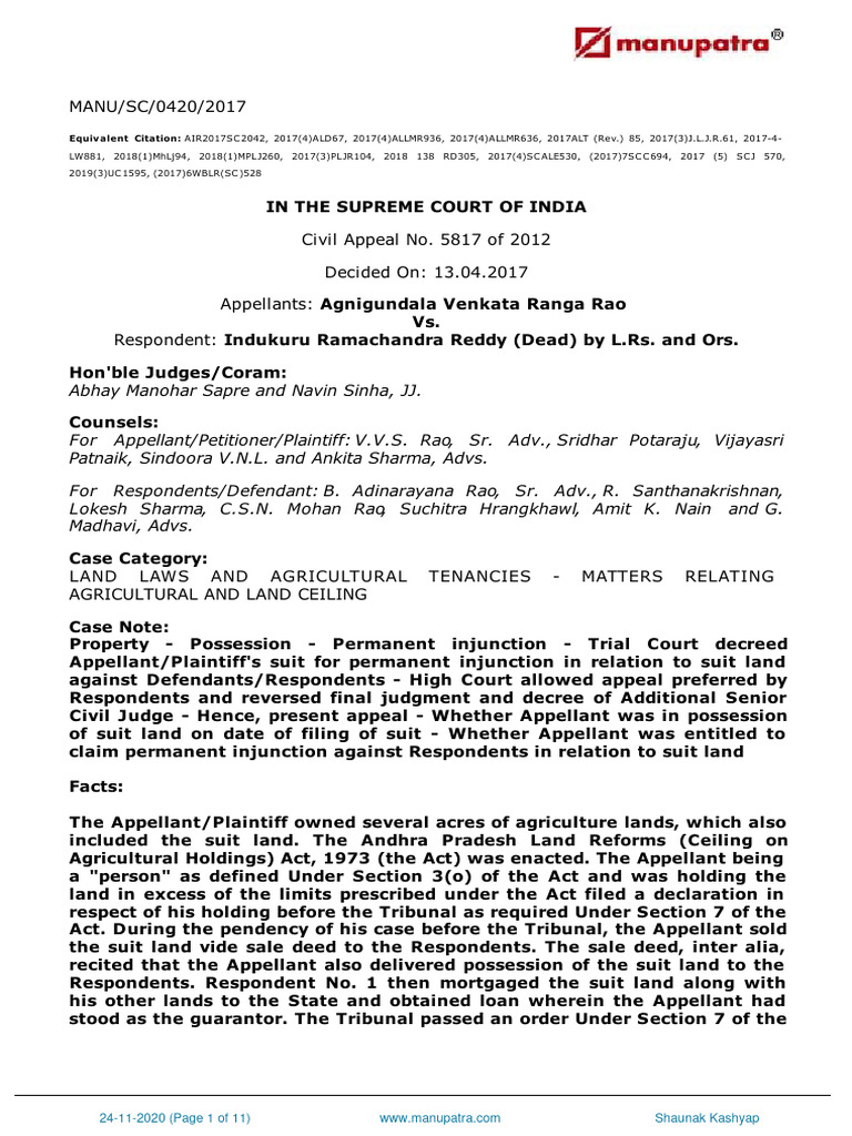 Supreme Court Ruling on Land Possession | PDF | Lawsuit | Judgment (Law)